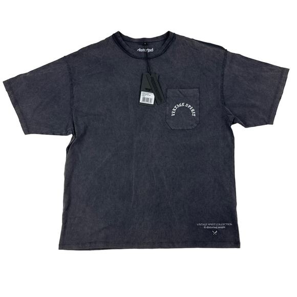 Distorted People - Vintage Spirit Heavy Oversized Pocket Print tee in Gray - Picture 1 of 6
